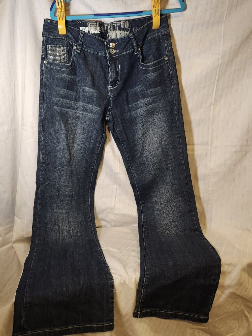 G-Unit Clothing Co. Women's Rhinestone Studded Flare Leg Jeans Dark Wash Size 9